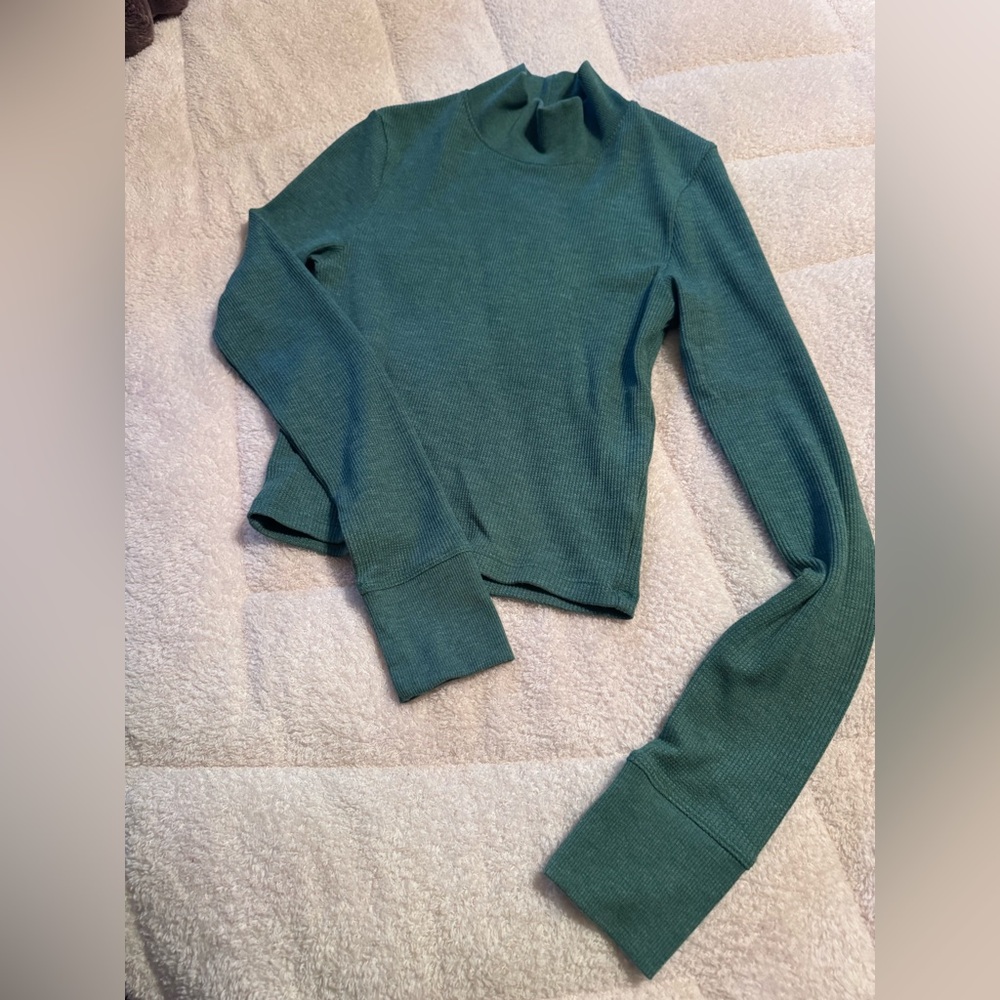 American Eagle Outfitters Dark Green Ribbed Top
